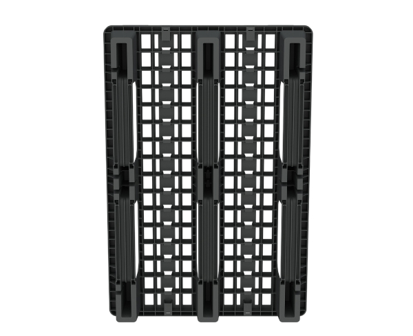 Пластиковый паллет 1200x800x153 мм перфорированный на 3 полозьях с бортиком