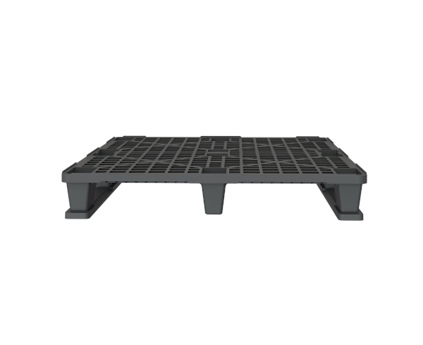 Пластиковый паллет 1200x1000x145 мм перфорированный на 2 полозьях с бортиком