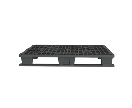 Пластиковый паллет 1200x1000x145 мм перфорированный на 2 полозьях с бортиком